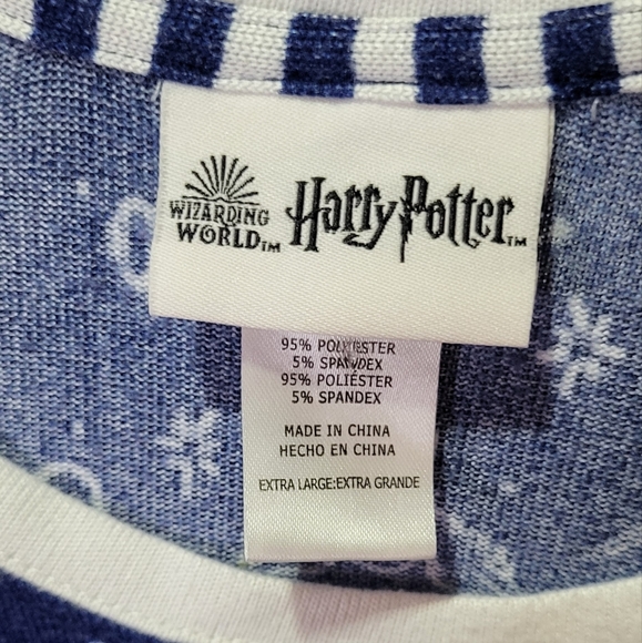 Harry Potter Women's Blue Full Print Graphic Long Sleeve Pajama Top Size XL EUC - Picture 4 of 10